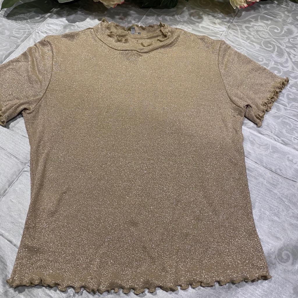 Charlotte Russe Gold Short Sleeve Top